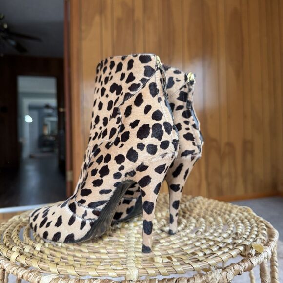 Giuseppe Zanotti x Balmain Leopard Pony Hide Ankle Boots Stiletto Heels Sz 39/9 - Picture 2 of 12